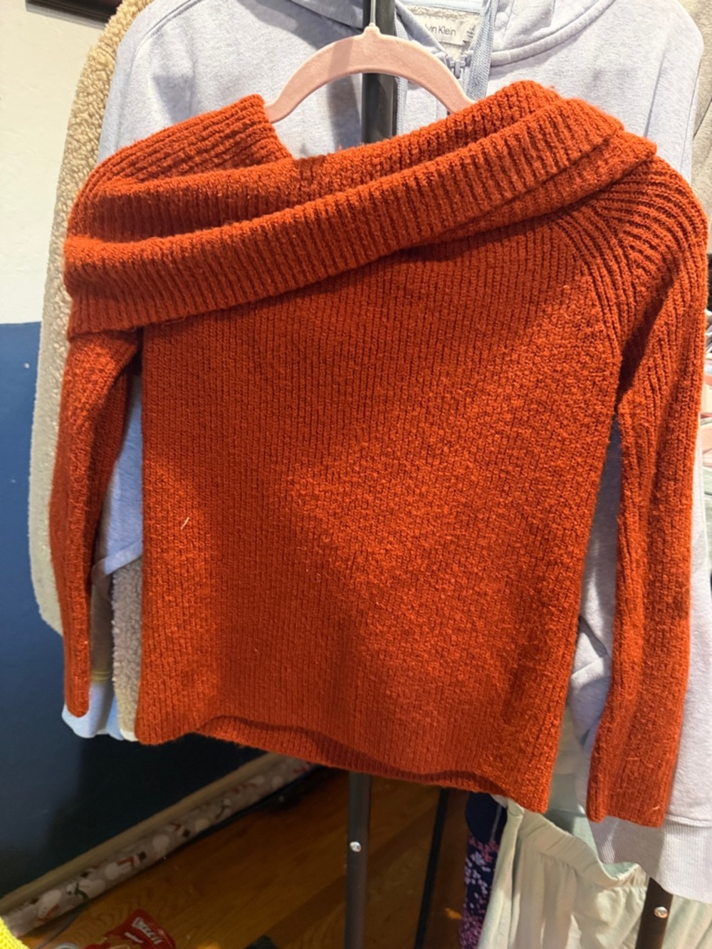Forever 21 Rust Orange Off-Shoulder Ribbed Sweater - Picture 2 of 3